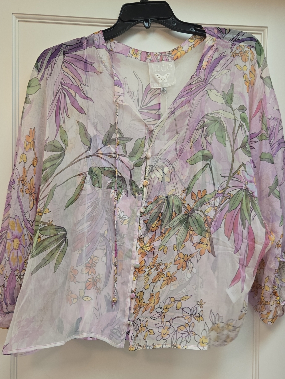Johnny Was Lavender Floral Blouse - Picture 2 of 10
